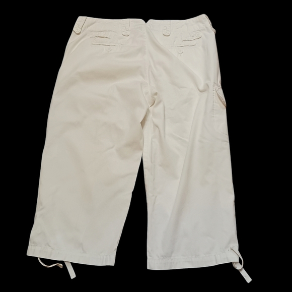Sundance White 100% Cotton Cargo Length Pants Ladies Size 12 BEACHY Preppy SAIL - Picture 1 of 4